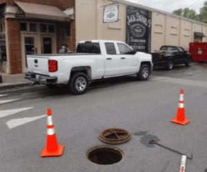 Manhole inspection in Lynchburg, TN