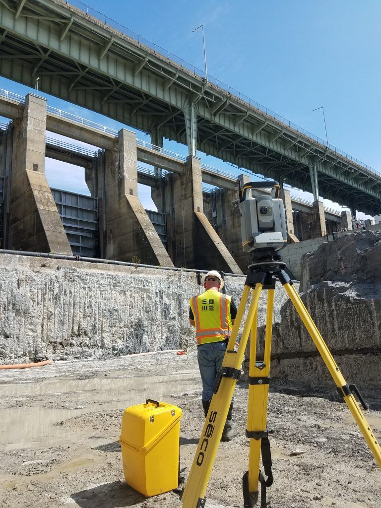 Construction layout survey of neatlines at Chickamauga Lock