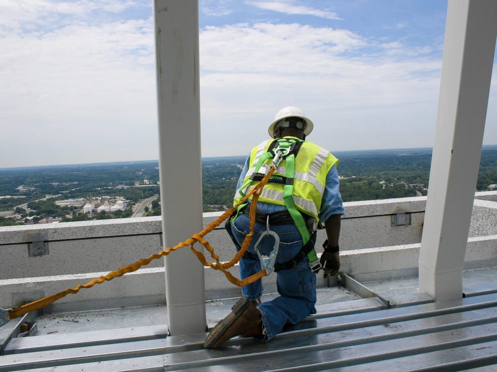 Fall protection on structural steel building